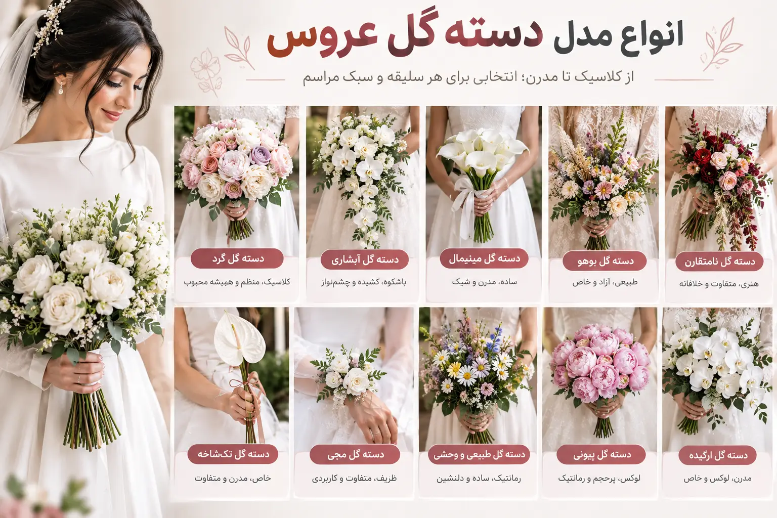 انواع مدل دسته گل عروس