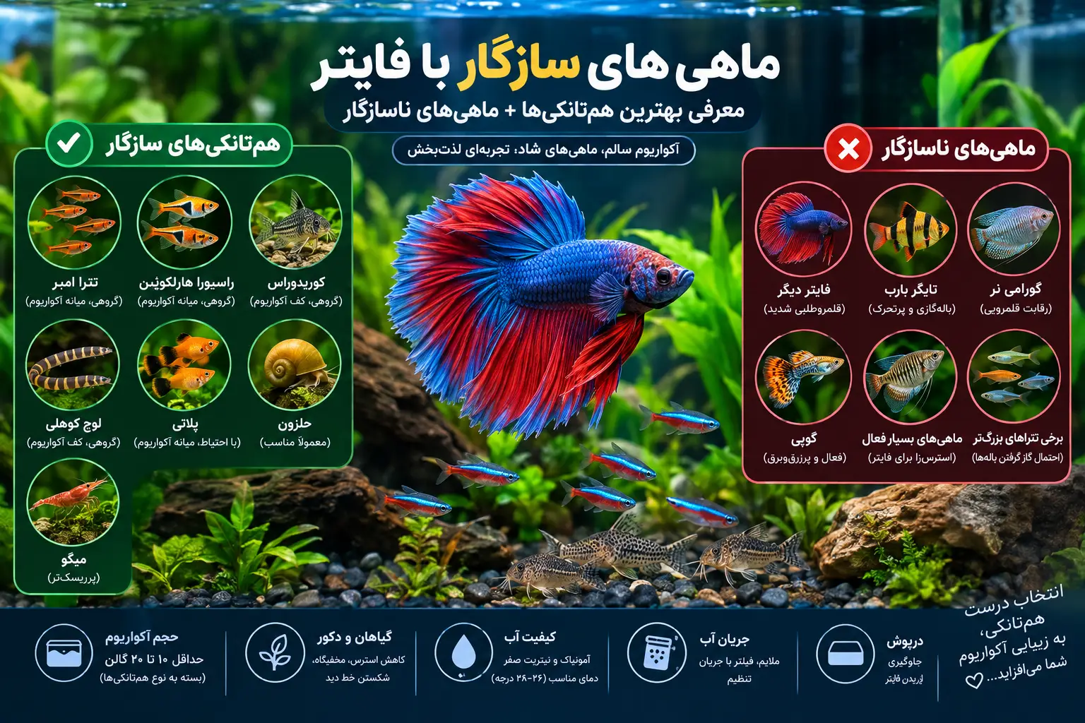 ماهی های سازگار با فایتر